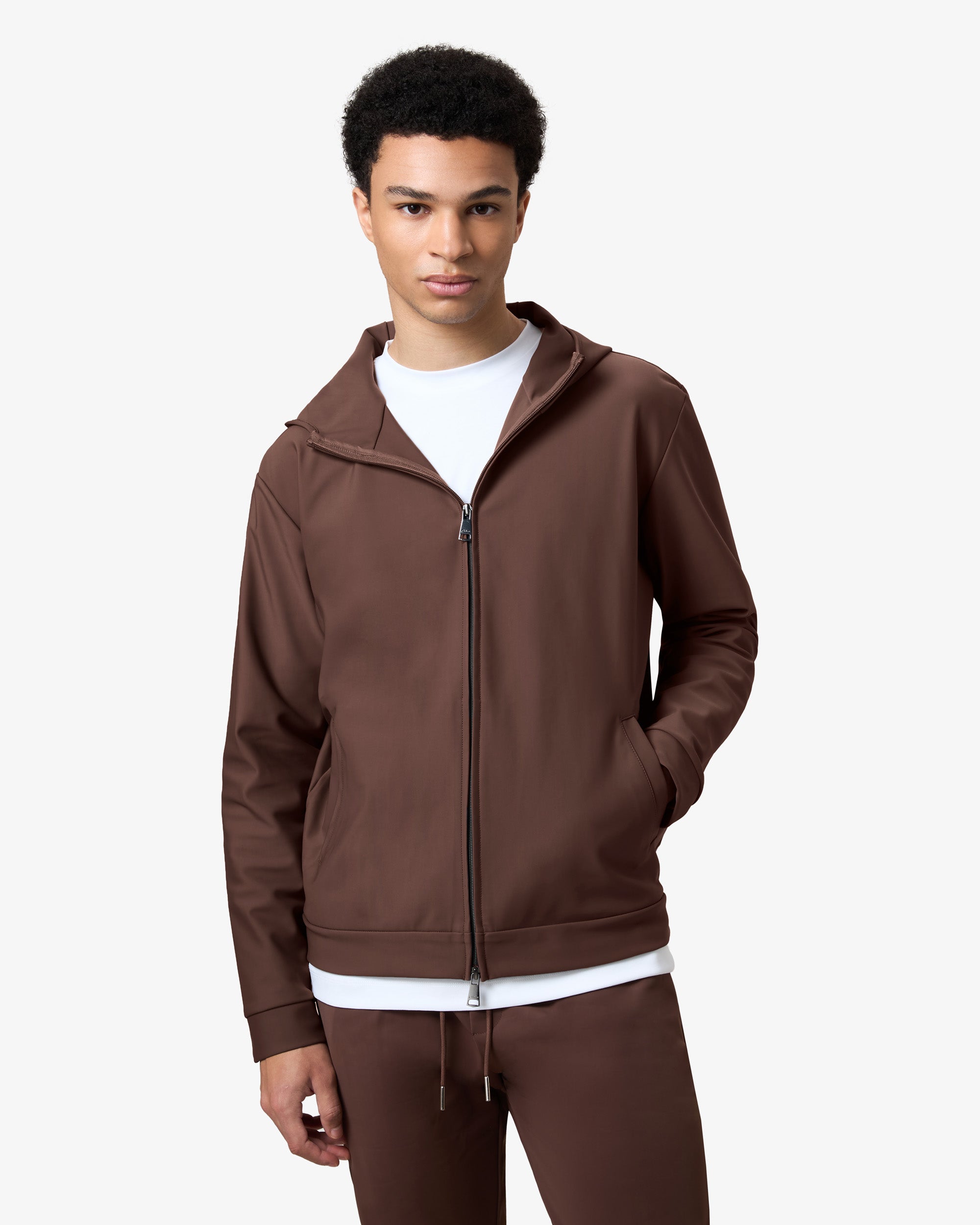 Hooded Tracksuit Vest Brown
