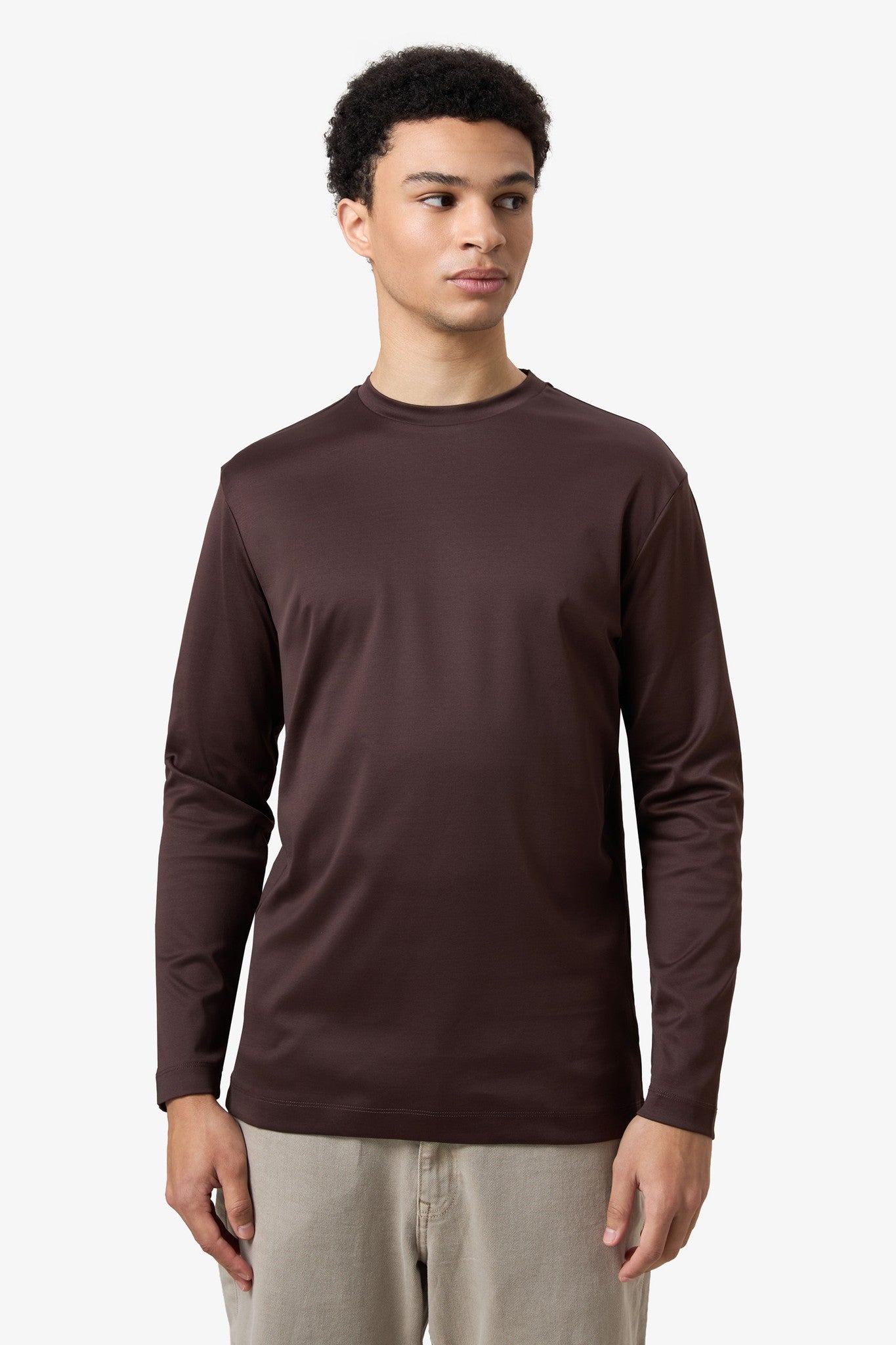 Mercerized longsleeve - Red Brown