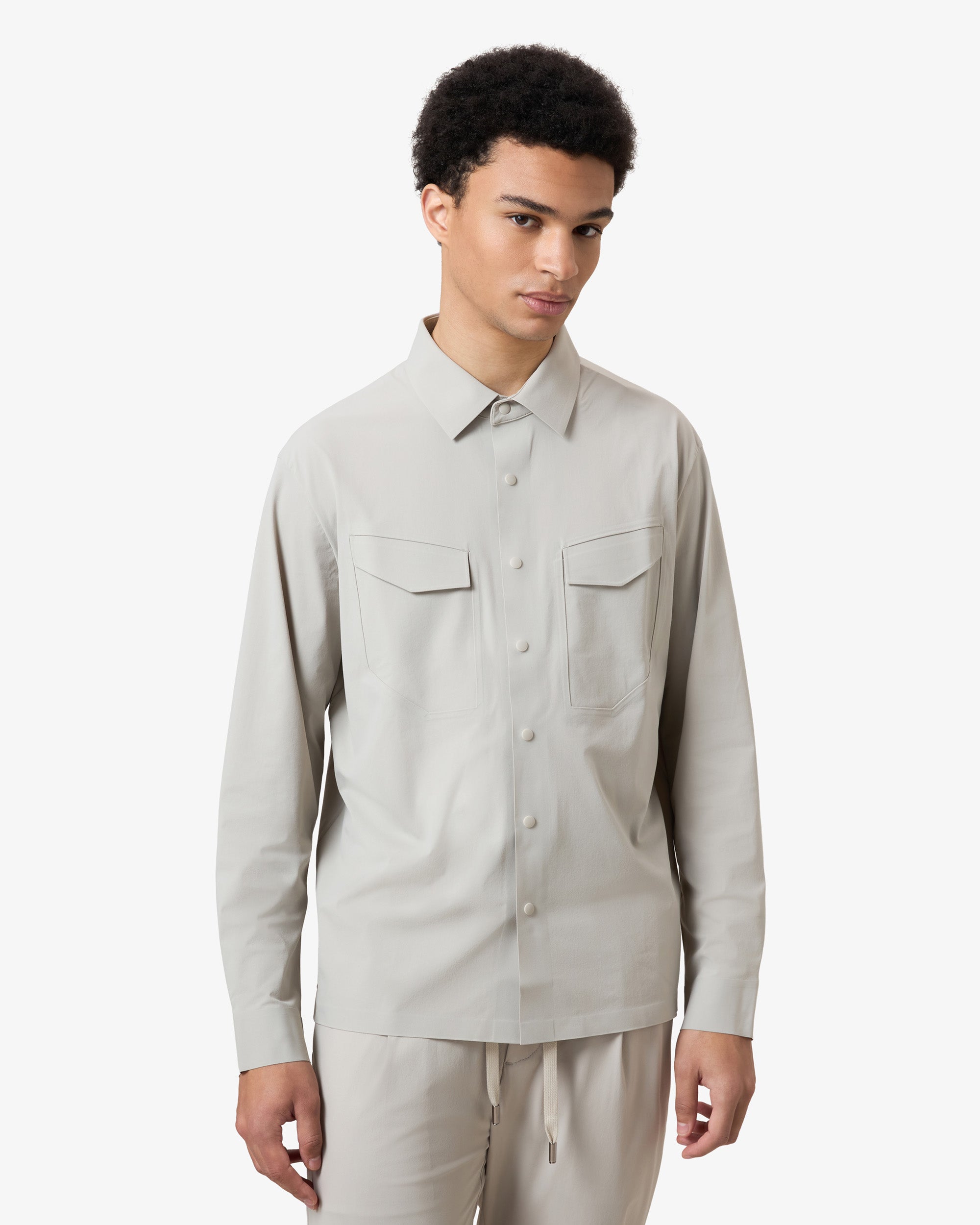 Stretch Pocket Overshirt - Light Grey