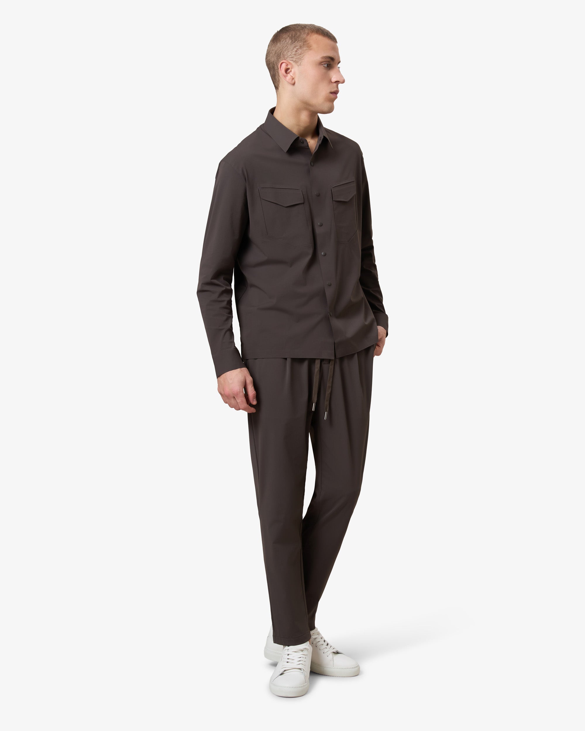 Stretch Pocket Overshirt - Brown