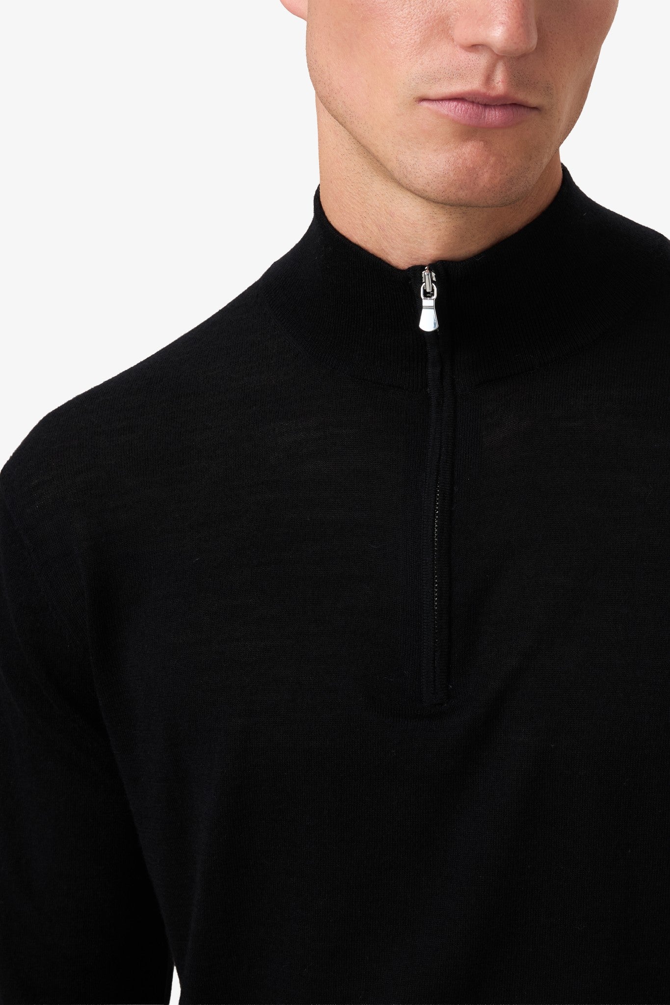 Half Quarter Zip Oxford Grey 10%Cashmere 90%Merinowool