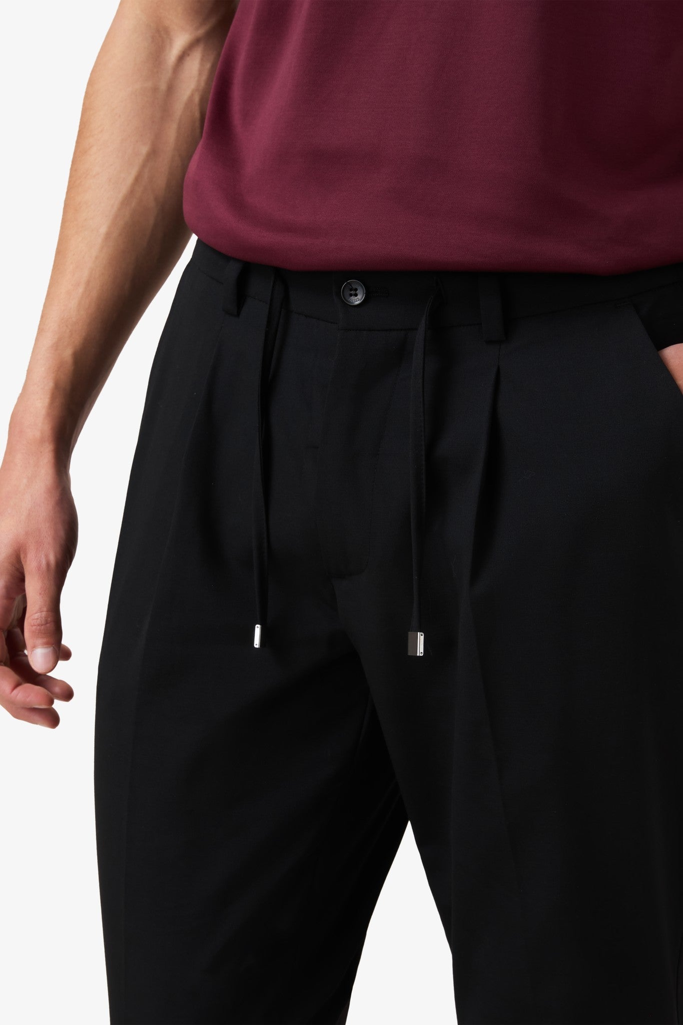 Wool Cords Pants Black