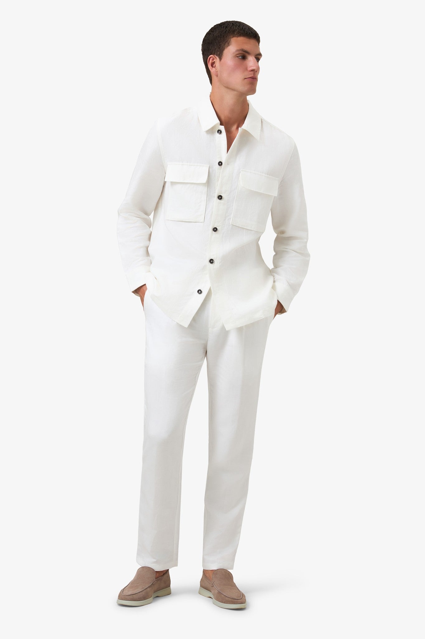 Woven 100% Linen Trouser White