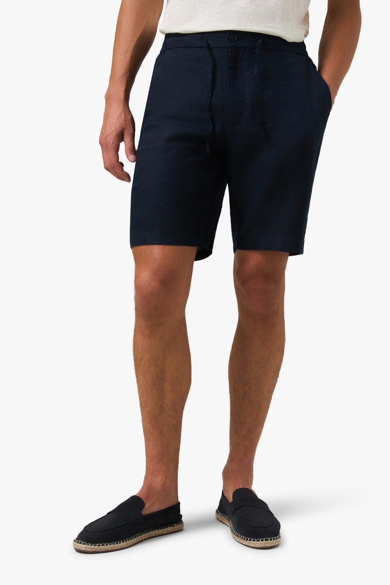 Woven Linen Shorts Dark Navy