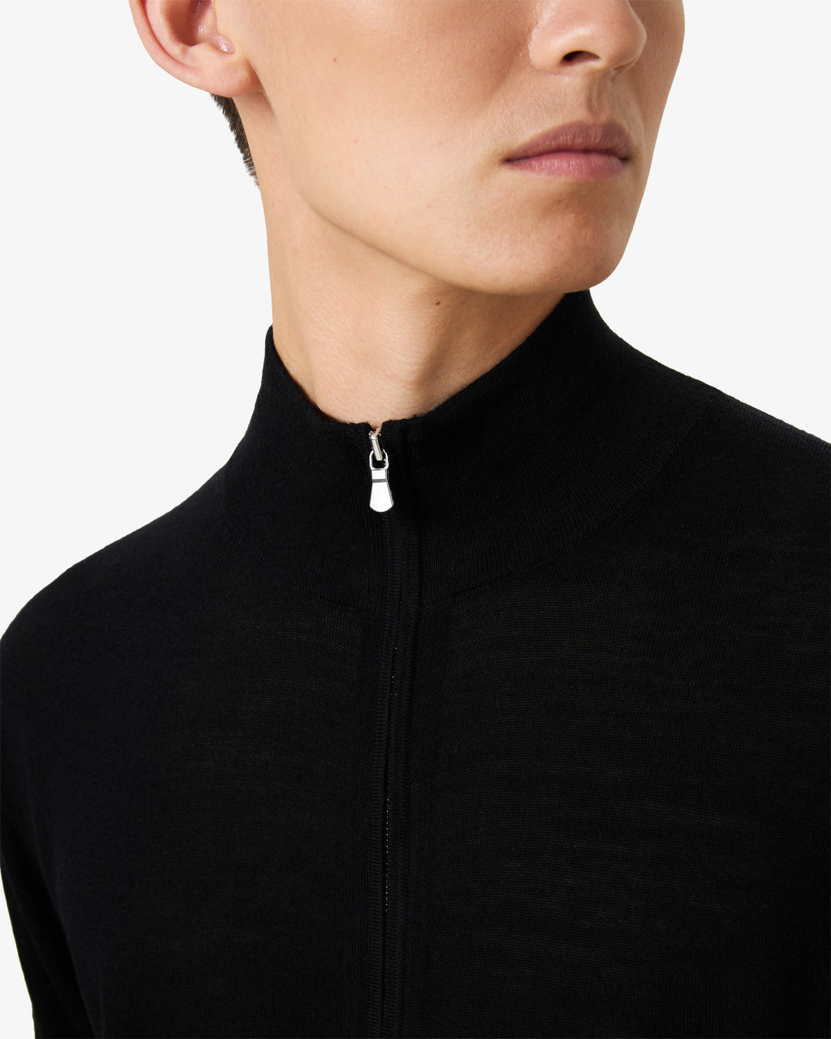 Cashmere Wool Full Zip Vest - Black