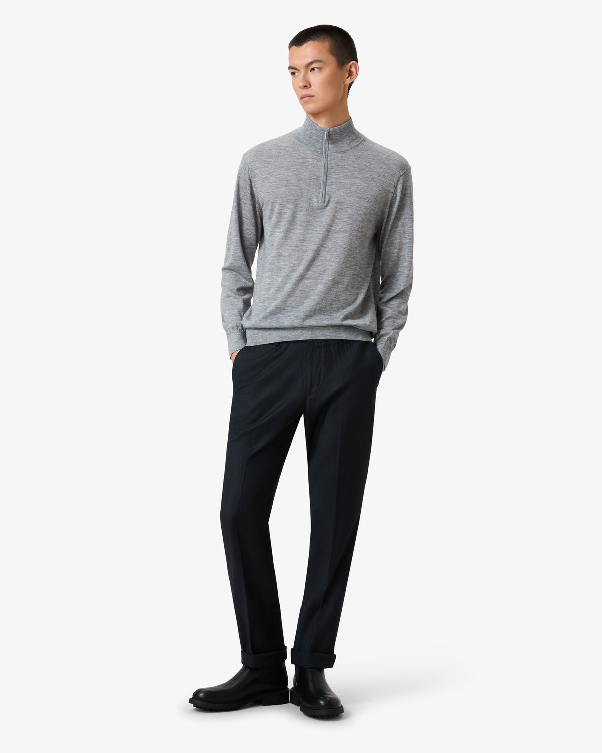 Cashmere Wool Half Zip Vest Quarter Zip - Serenity