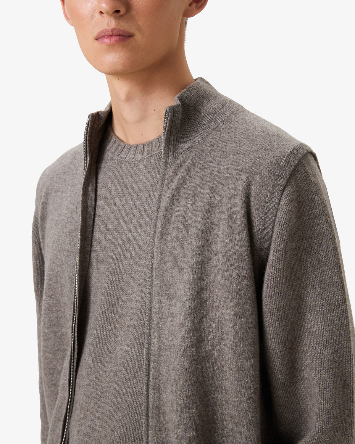 Cashmere Wool Sleeveless Zip Vest Gilet - Vapor