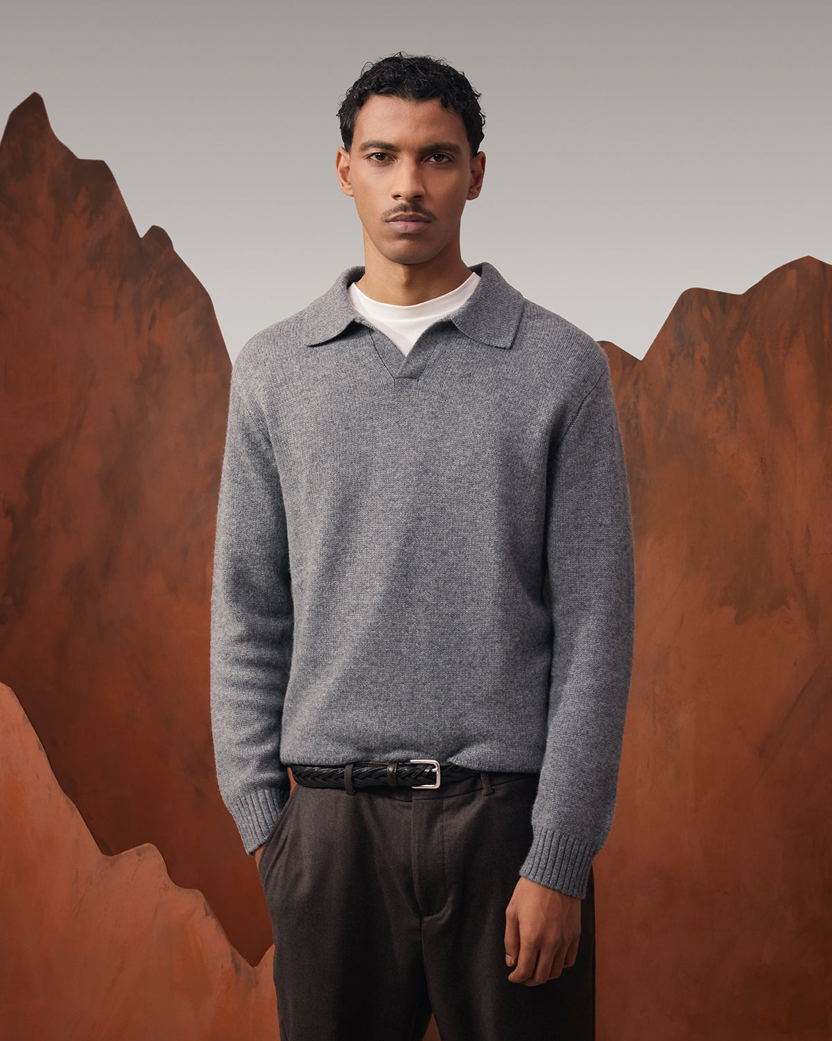 Cashmere Wool V Neck Sweater - Anchor