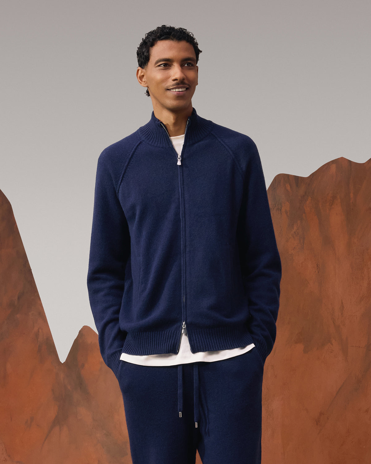 Lambs Wool Tracksuit Vest - Dark Navy
