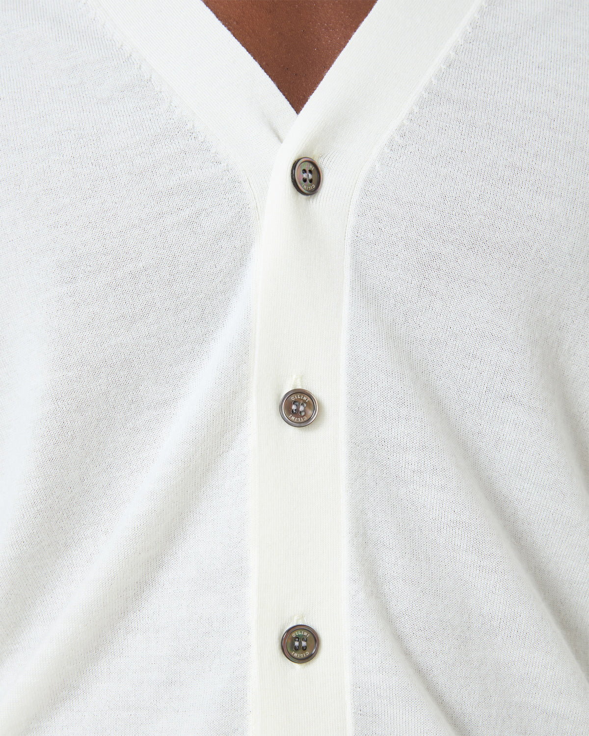 Merino Wool V-neck Cardigan - Vanilla White
