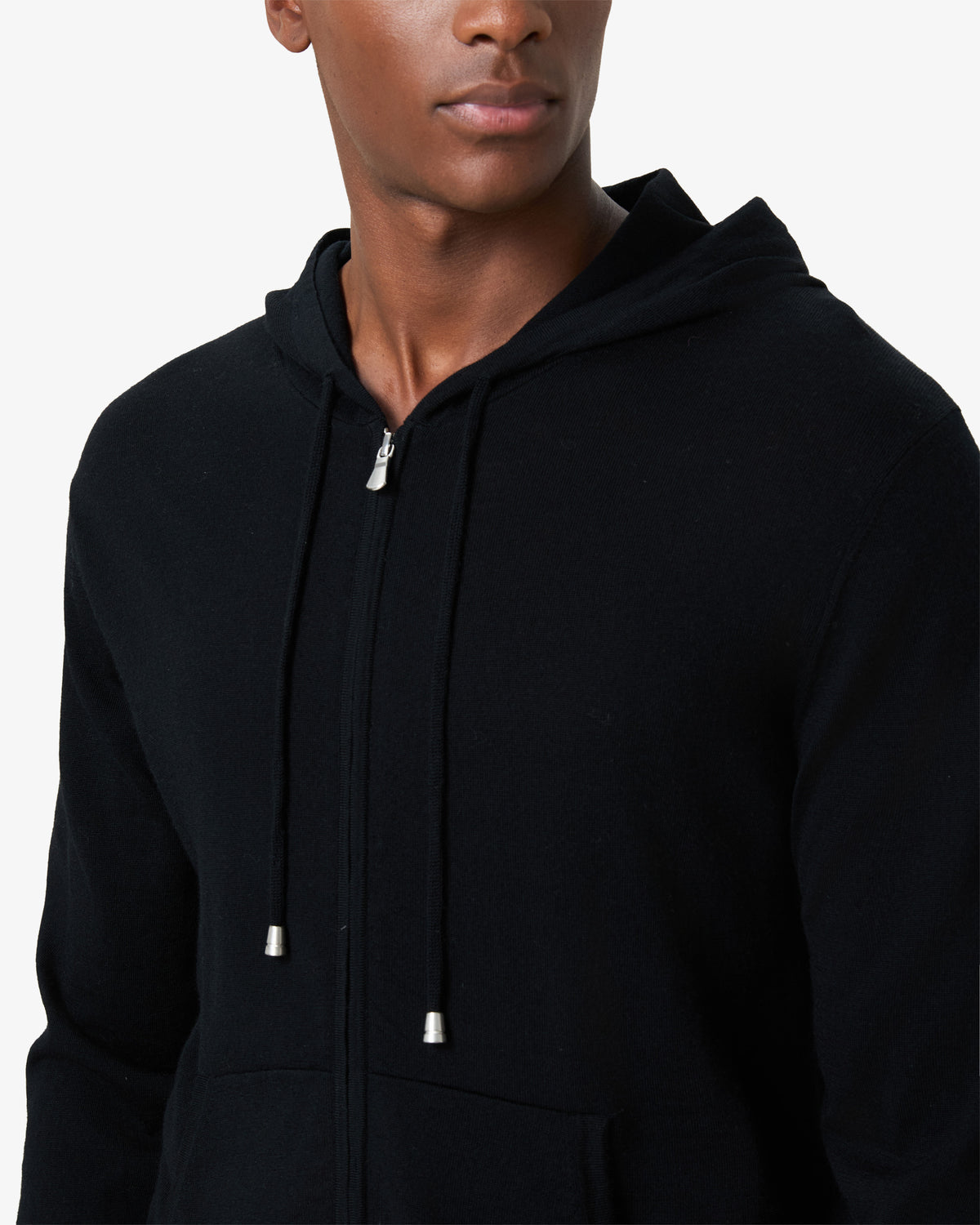 Merino Wool Hooded Zip Vest - Ink Black