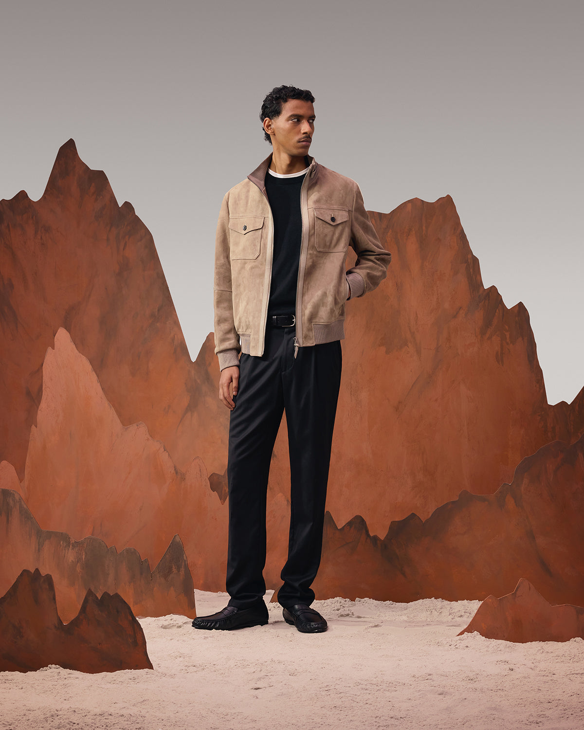 Suede Leather Jacket - Grey