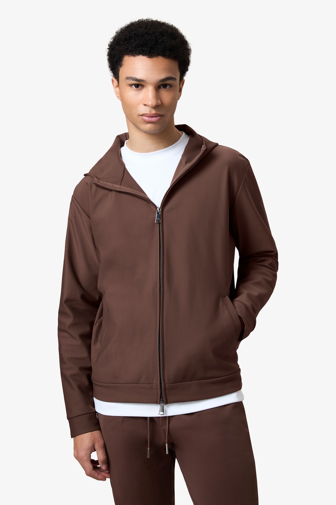 Hooded Tracksuit Vest Brown