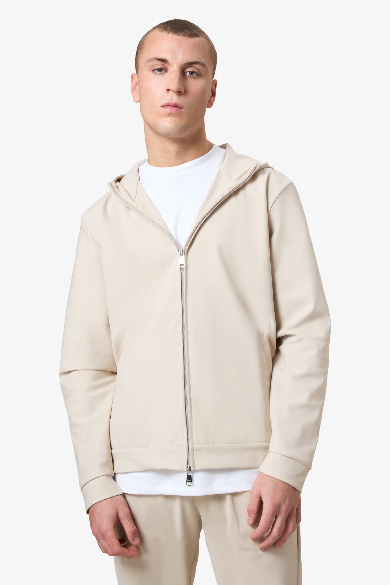 Hooded Tracksuit Vest Beige