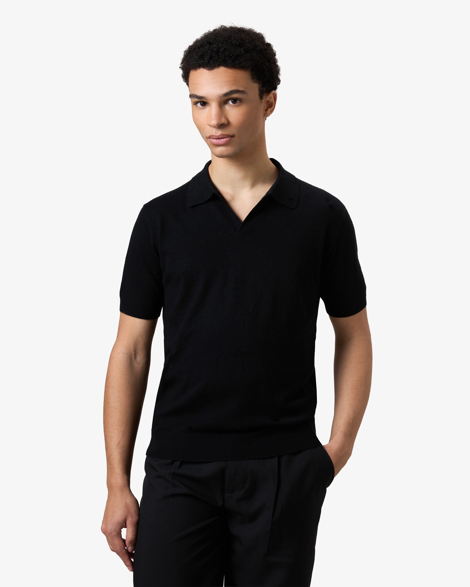 Cashmere polo - black