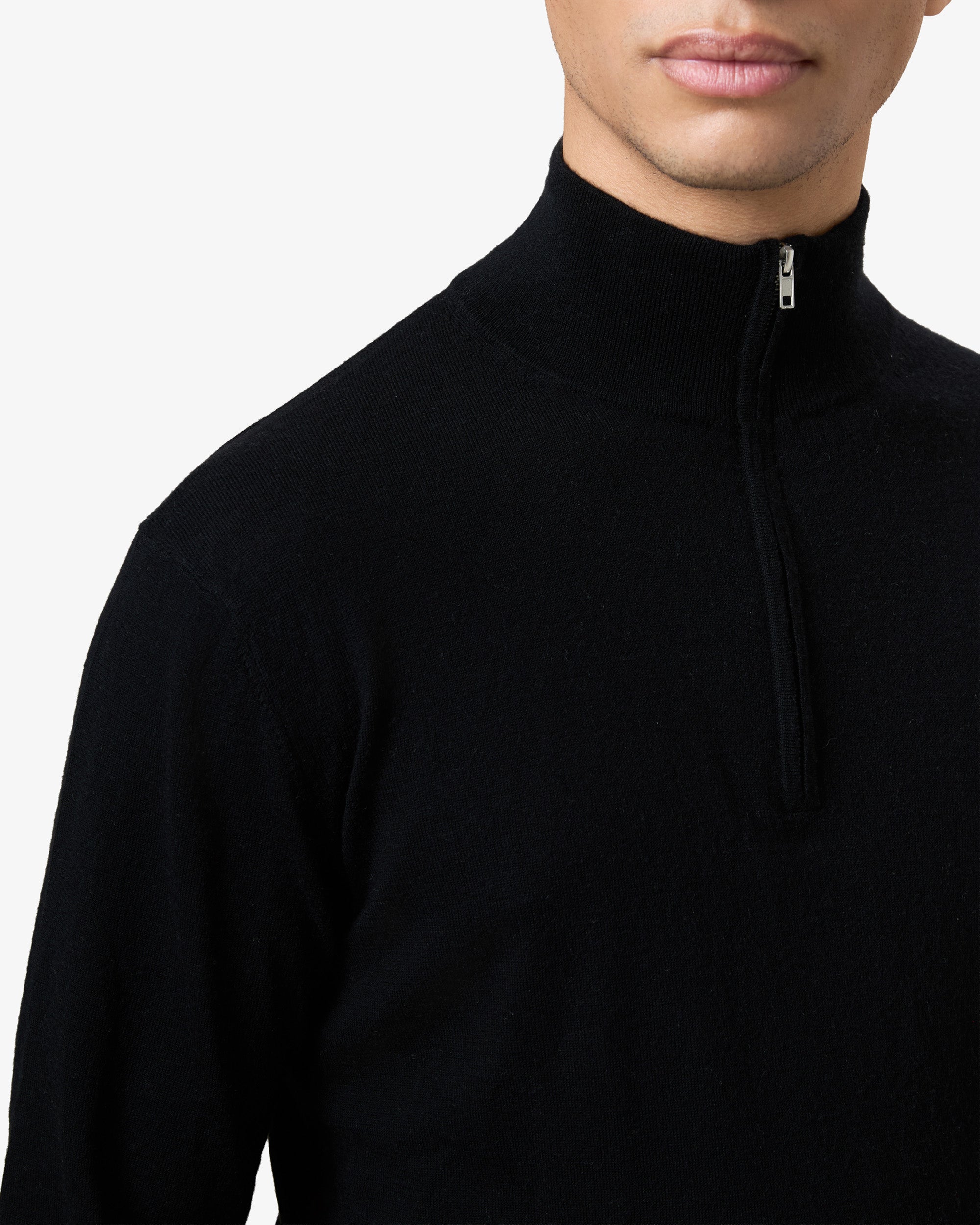 Cashmere half zip - black