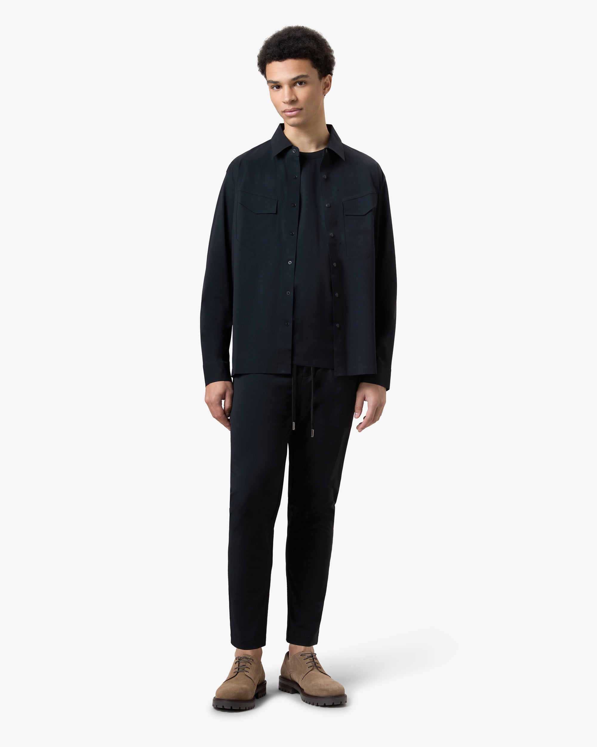 Stretch Pocket Overshirt - Navy Blue