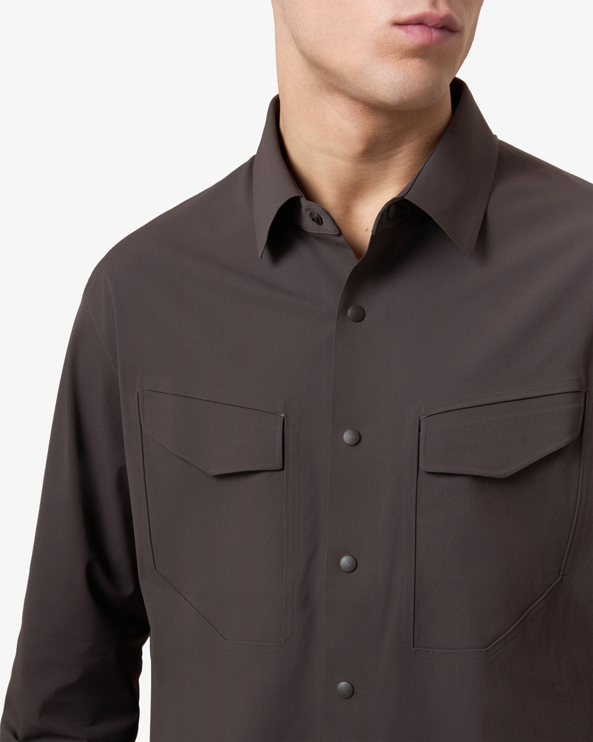 Stretch Pocket Overshirt - Brown