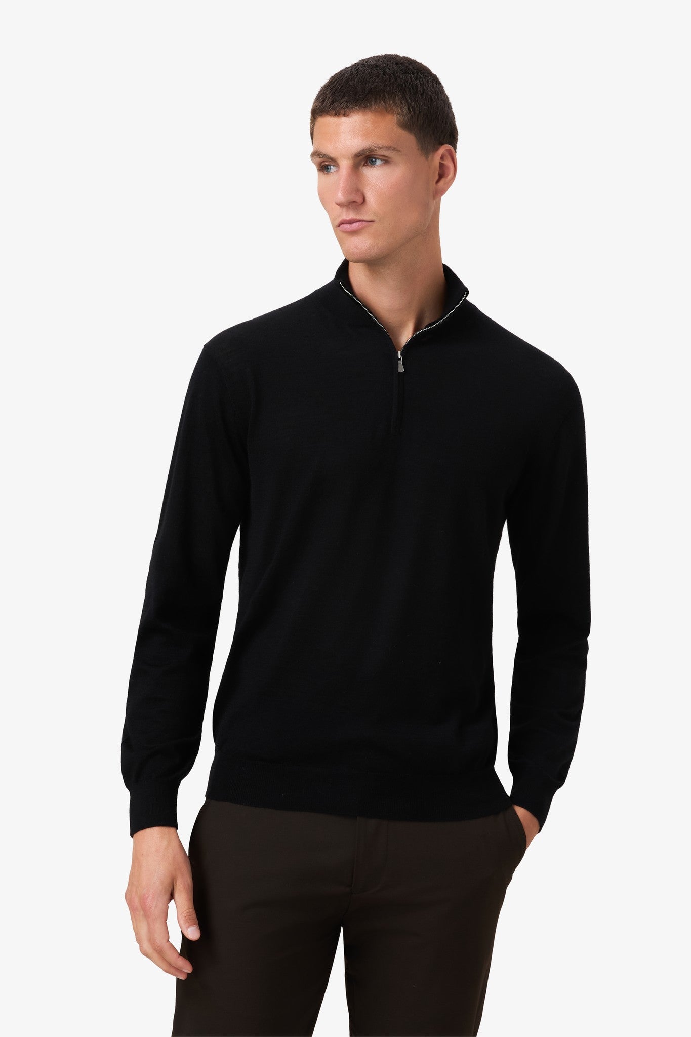 Half Quarter Zip Oxford Grey 10%Cashmere 90%Merinowool