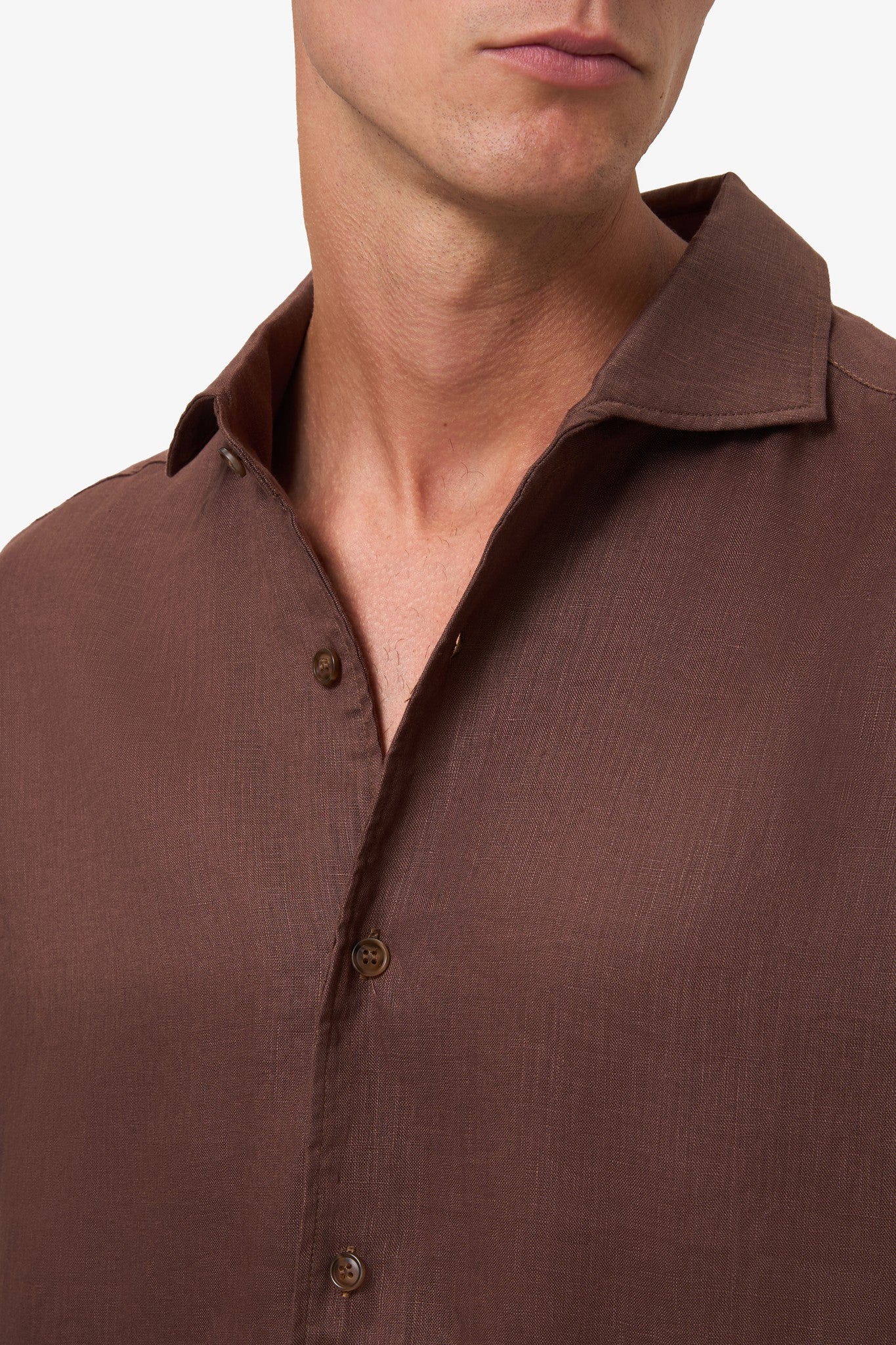 Woven Linen shirt Coffee Brown