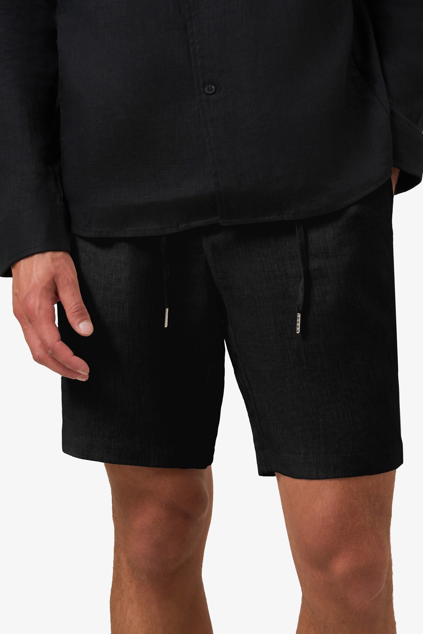 Woven Linen Short Black