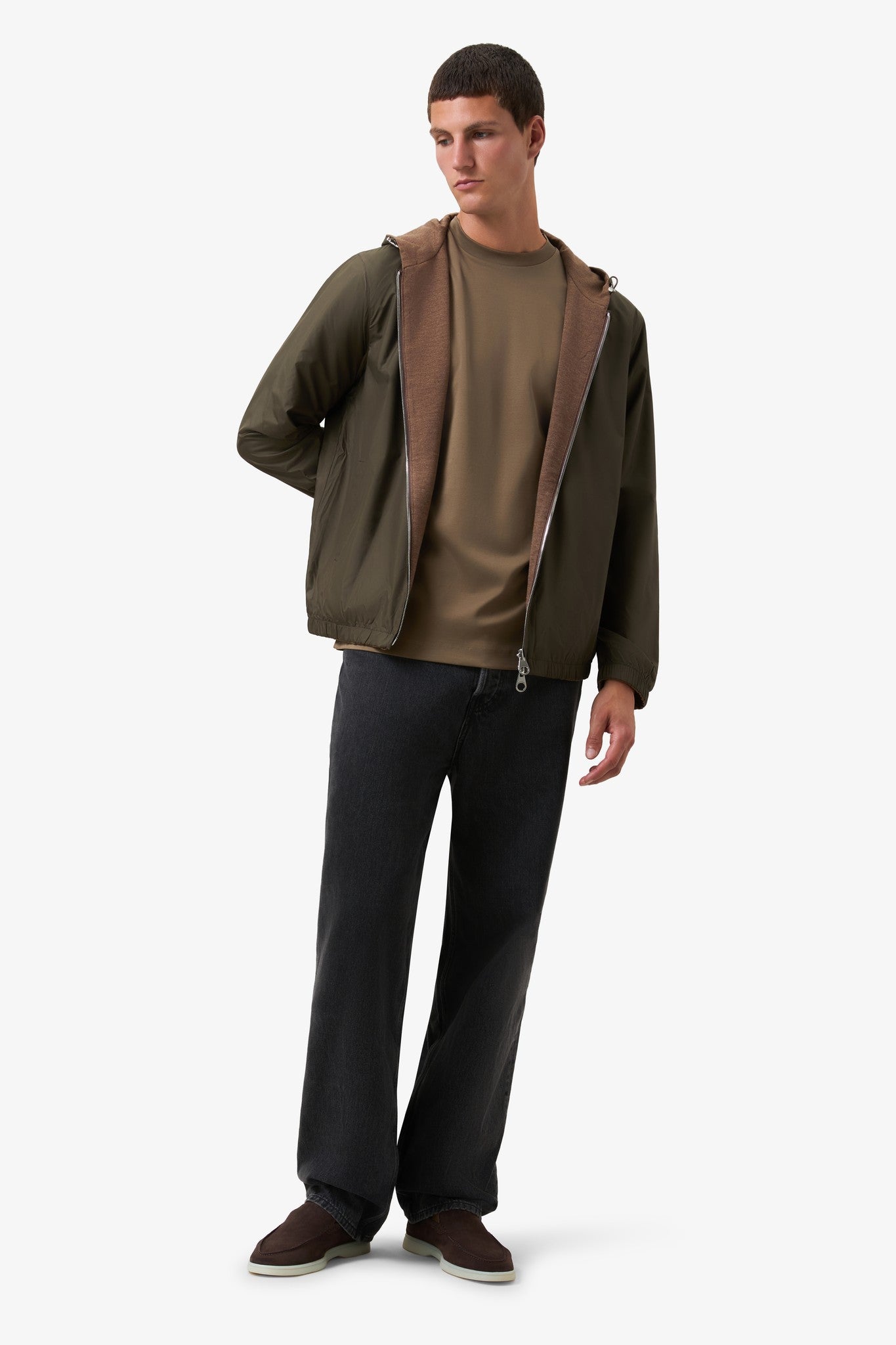 Reversible Hooded Jacket Khaki