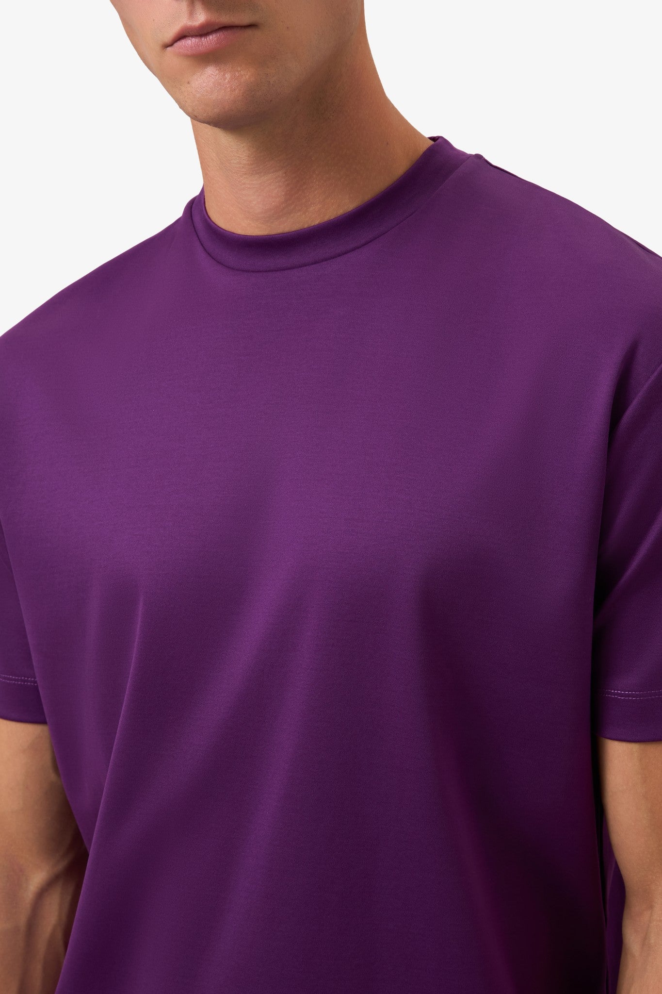 DOUBLE MERCERIZED T-SHIRT - Aubergine