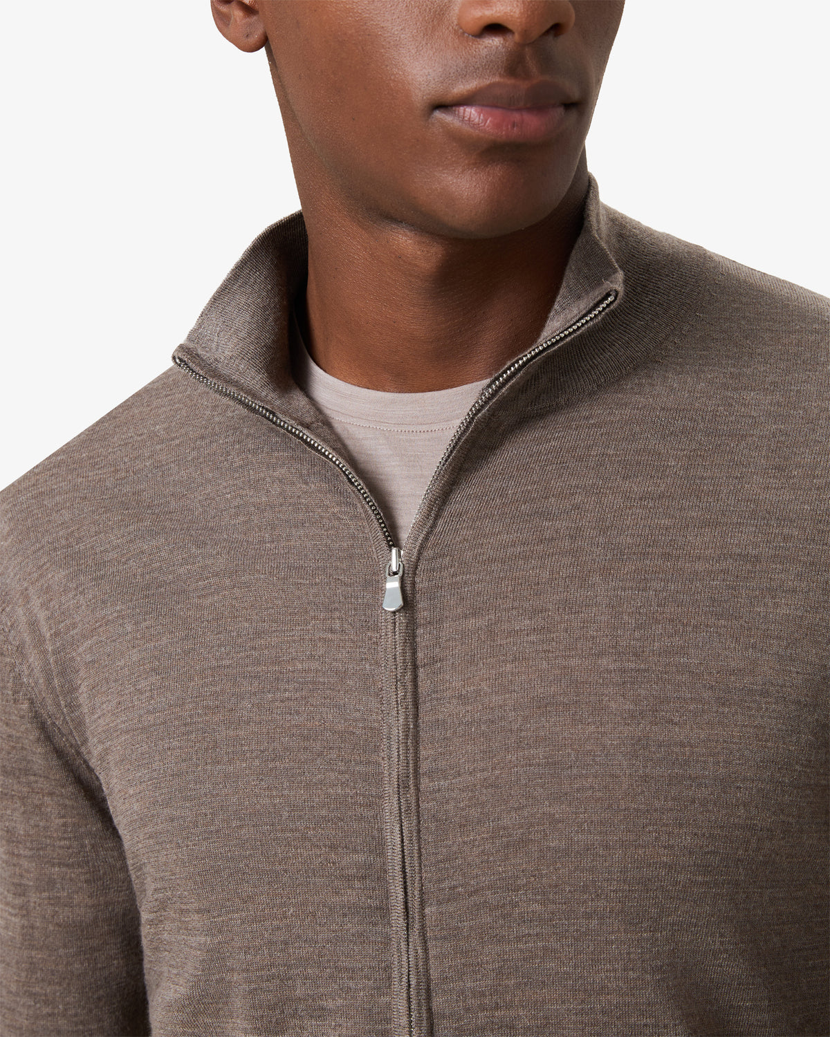 Cashmere Wool Full Zip Vest - Soil
