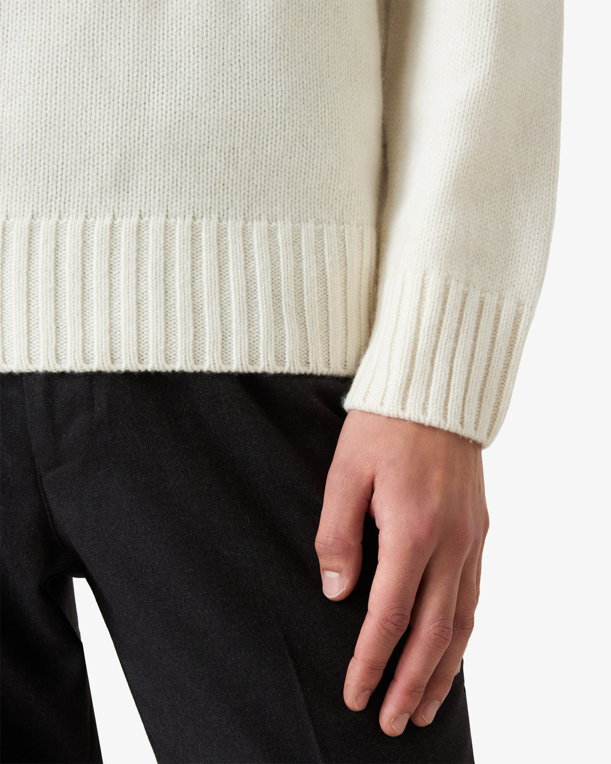 Cashmere Wool Crewneck Sweater - Mozarella