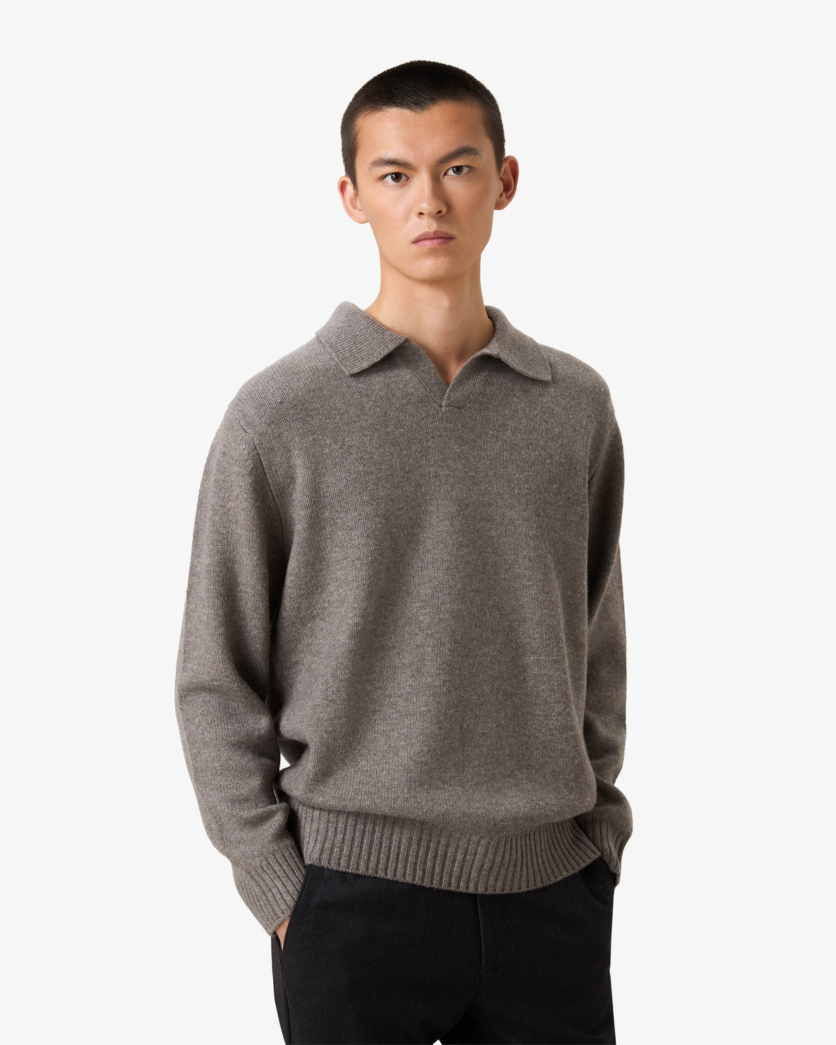 Cashmere Wool V Neck Sweater - Vapor