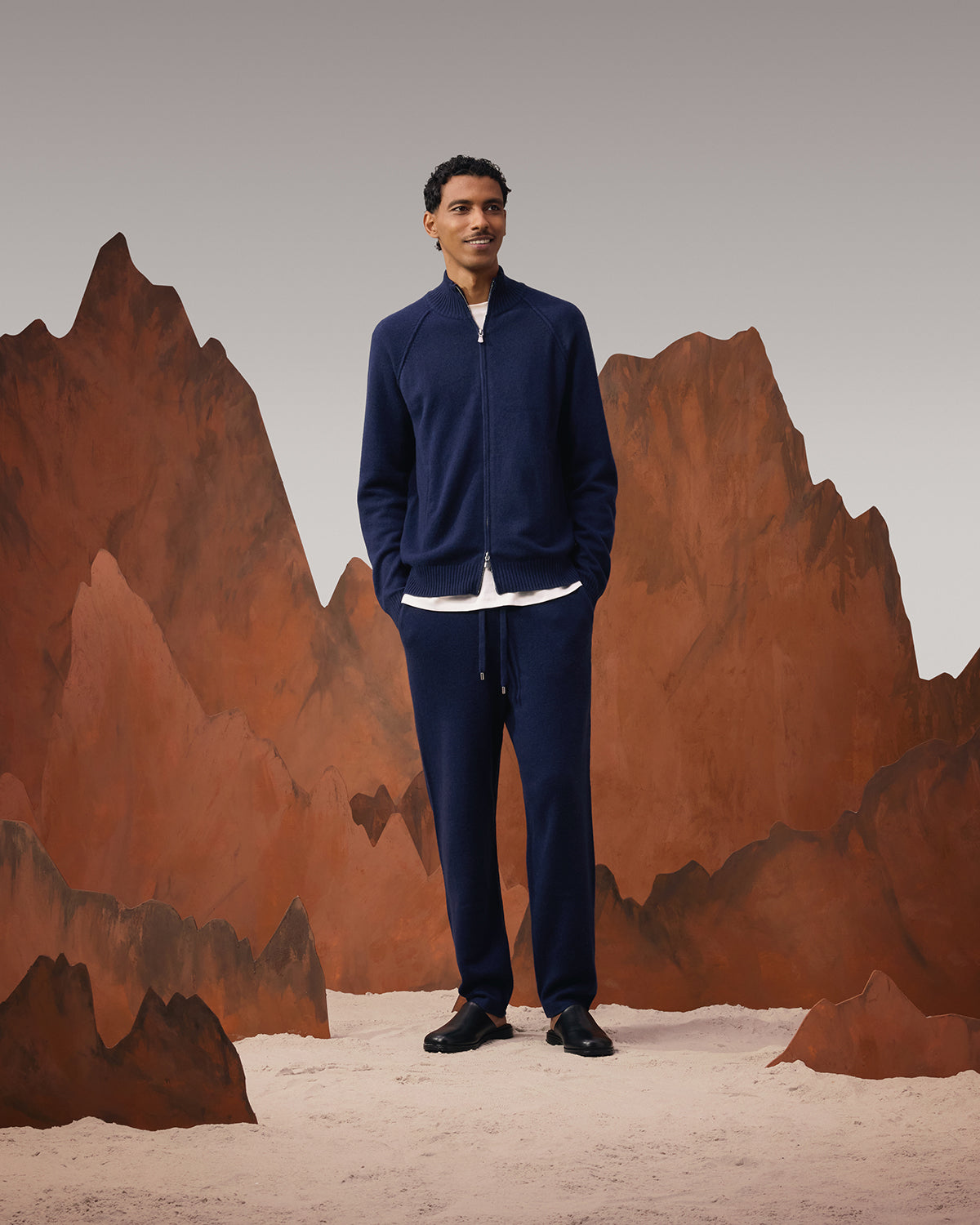 Lambs Wool Tracksuit Pants - Dark Navy