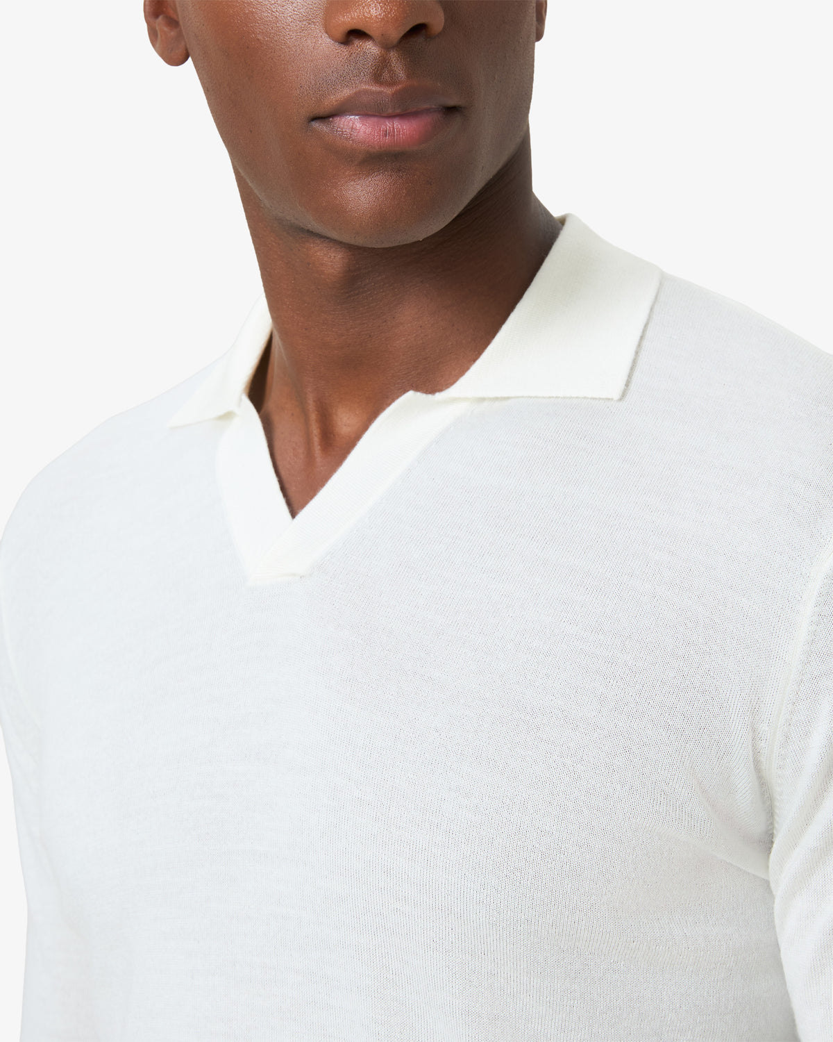 Merino Wool Polo Shirt - Vanilla White